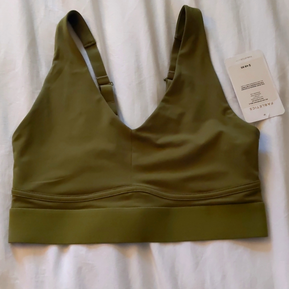 Fabletics olive green adjustable sports bra